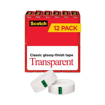 SCOTCH Transparent Tape, 3/4x1000in., Clear, PK12 600K12